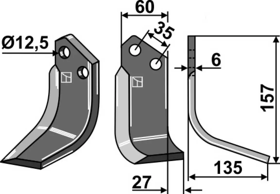 Fräsmesser 157x60mm, rechts
